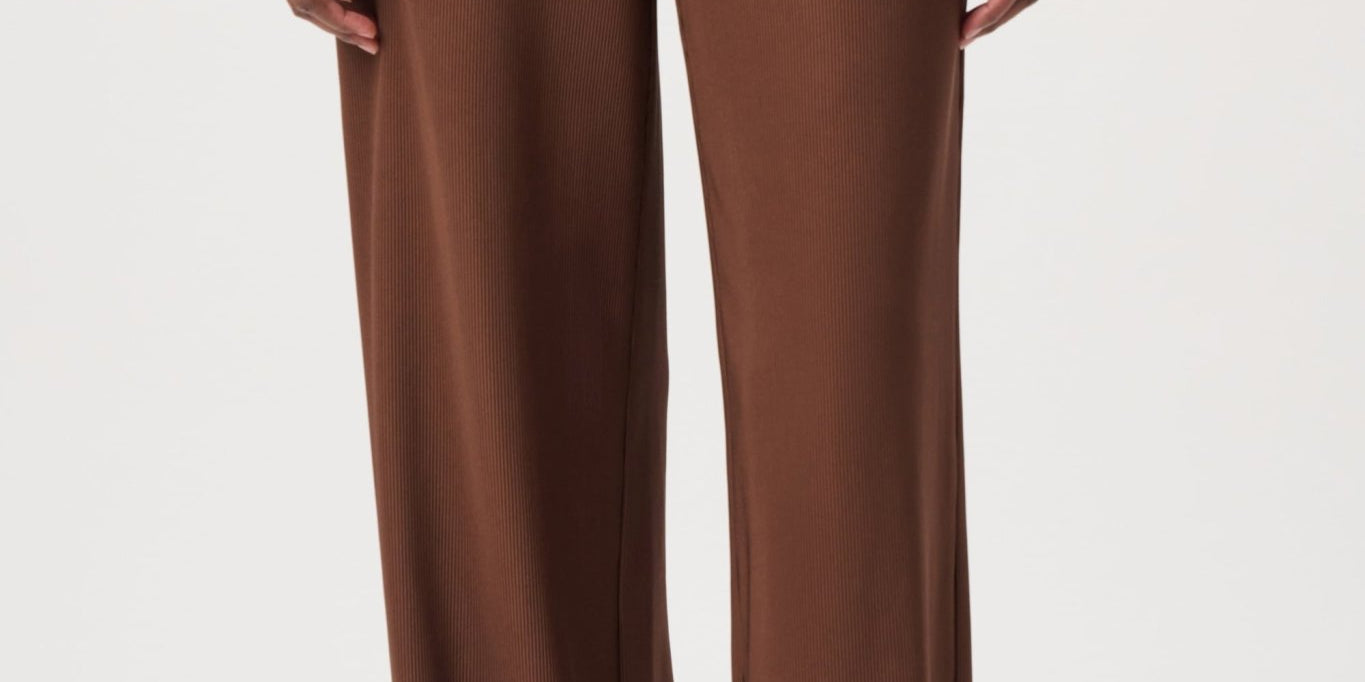 Joseph Ribkoff Rib Knit Wide-Leg Pull-On Pants 264603 - Mahogany - Blue Sky Fashions &amp; Lingerie