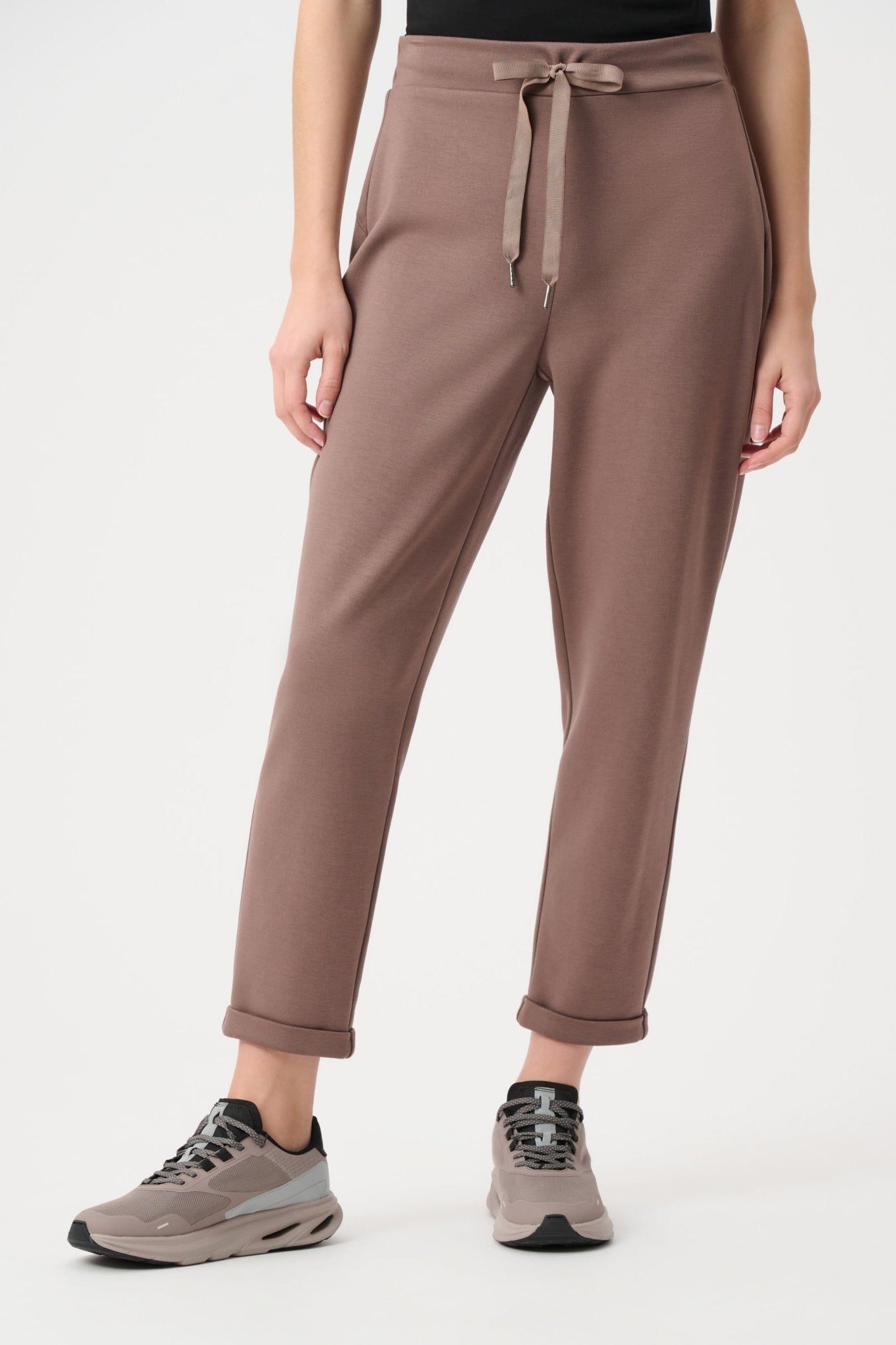 Joseph Ribkoff Scuba Jersey Pull - On Jogger Pants With Drawstring Waist 261606F26 Mink - Blue Sky Fashions & Lingerie