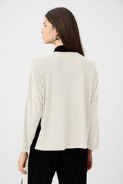 Joseph Ribkoff Silky Knit Color Block Straight Top 263606 Birch/Black - Blue Sky Fashions & Lingerie