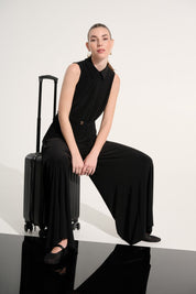 Joseph Ribkoff Silky Knit Wide Leg Jumpsuit With Zipped Neckline - Blue Sky Fashions & Lingerie
