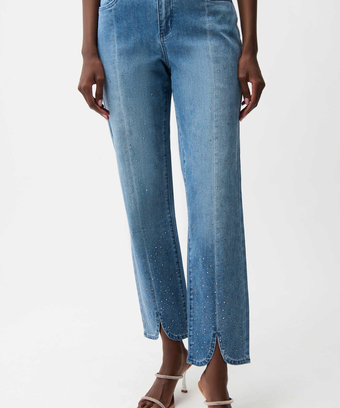 Joseph Ribkoff Slim Leg Jeans With Rhinestone Detail 261954 - Blue Sky Fashions & Lingerie