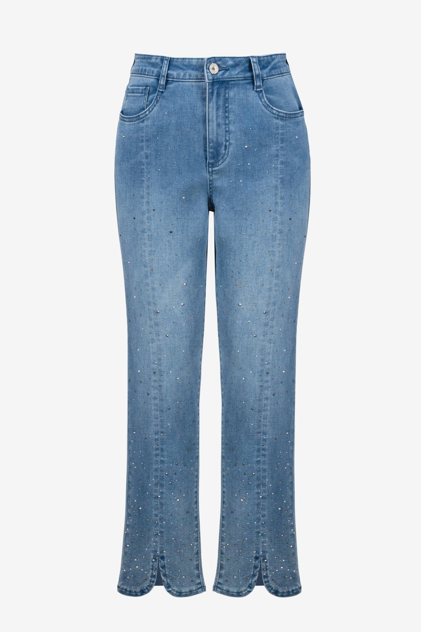 Joseph Ribkoff Slim Leg Jeans With Rhinestone Detail 261954 - Blue Sky Fashions & Lingerie