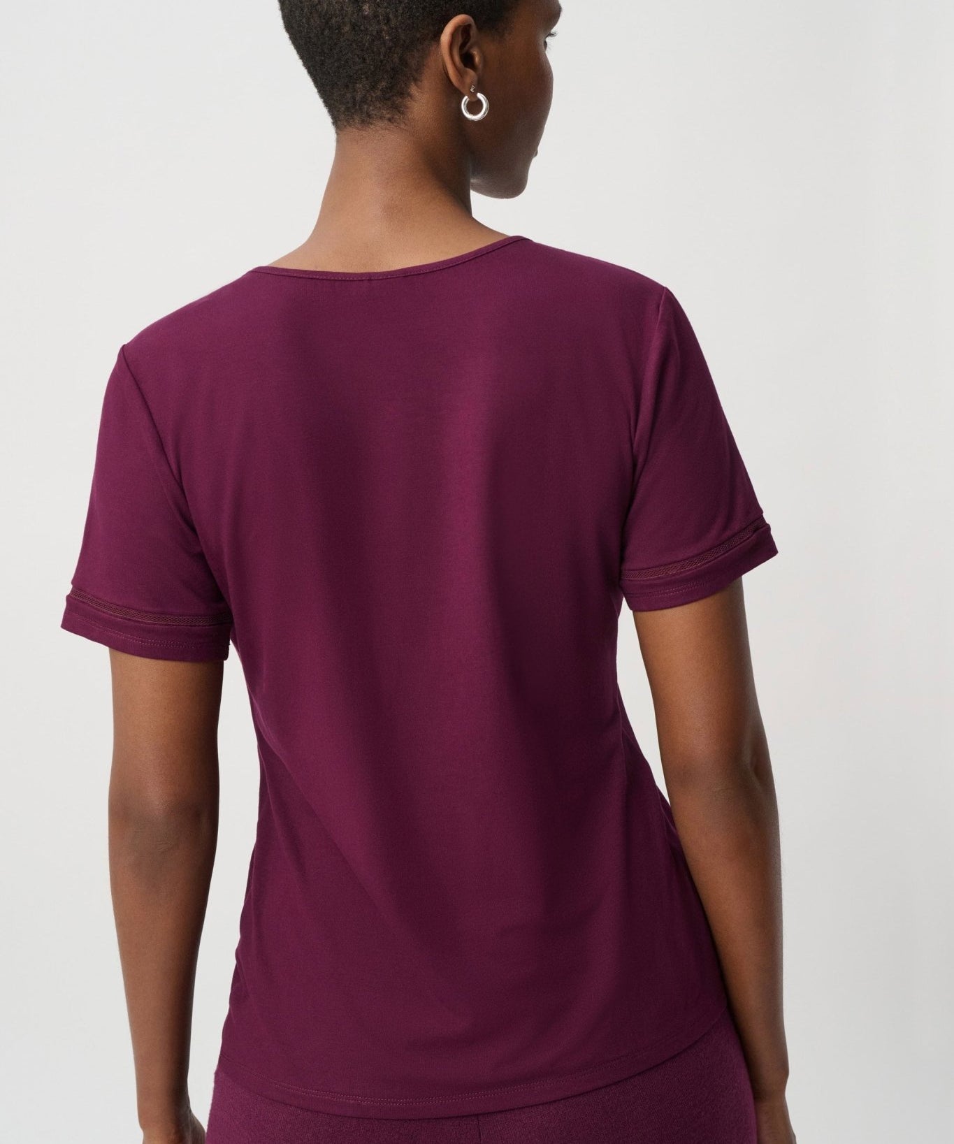 Joseph Ribkoff Stripe Band Crewneck Tee 264620 - Elderberry - Blue Sky Fashions & Lingerie
