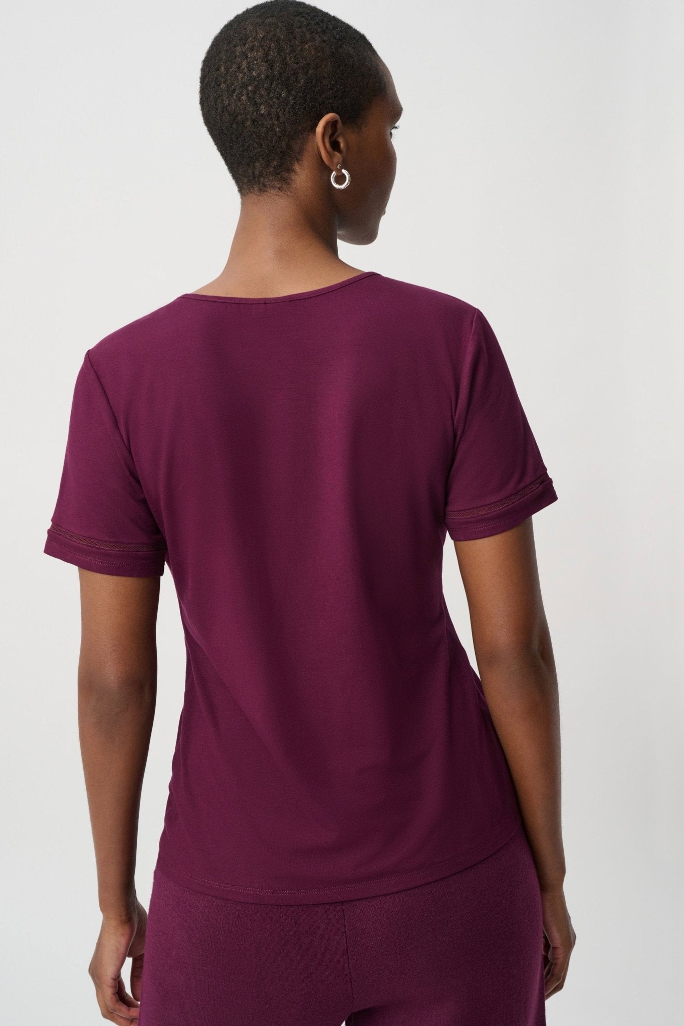 Joseph Ribkoff Stripe Band Crewneck Tee 264620 - Elderberry - Blue Sky Fashions & Lingerie