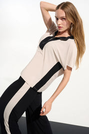 JOSEPH RIBKOFF TOP 261611 - MOONSTONE/BLACK - Blue Sky Fashions & Lingerie