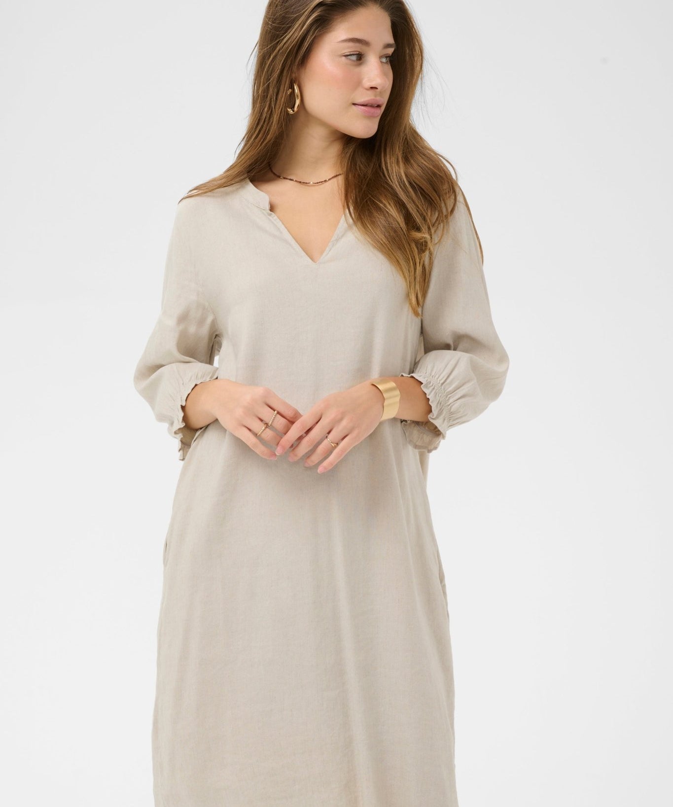 June Linen Dress by Cream - Perfectly Pale - Blue Sky Fashions & Lingerie