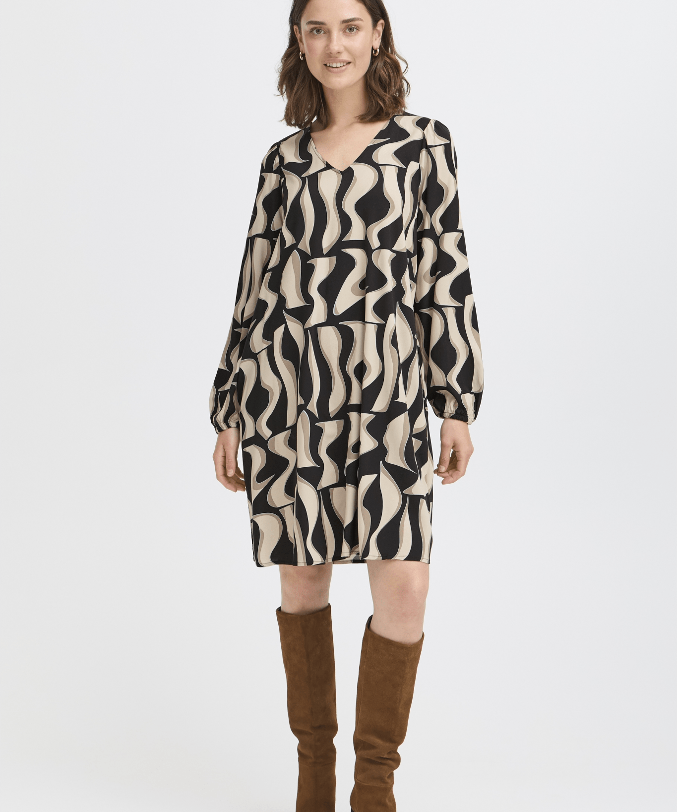 Justini Dress by Fransa - Black Art - Blue Sky Fashions & Lingerie