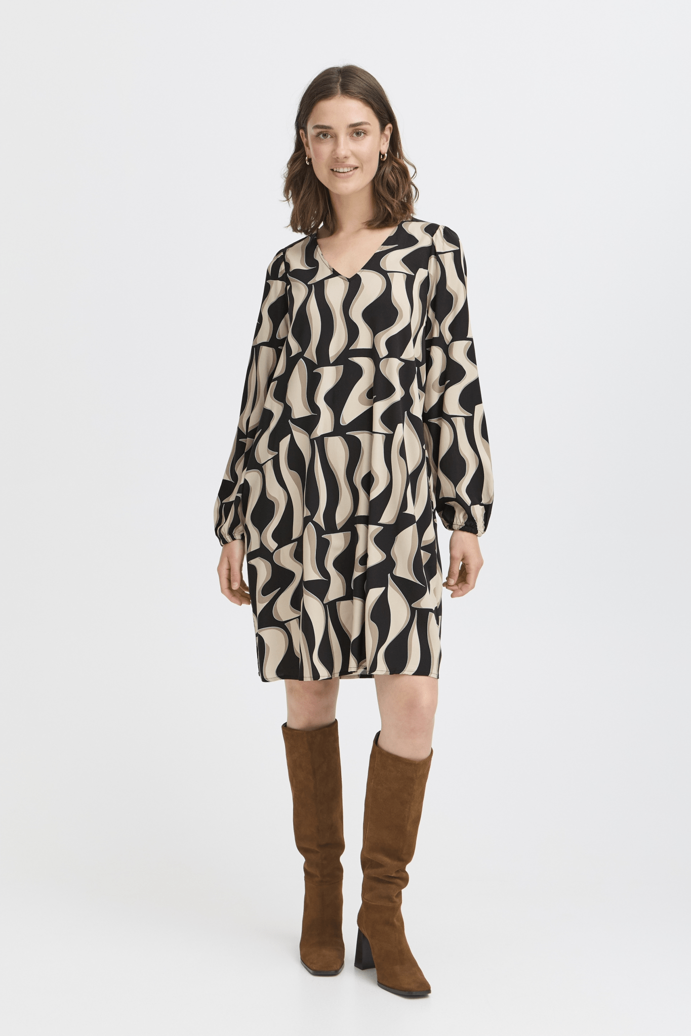 Justini Dress by Fransa - Black Art - Blue Sky Fashions & Lingerie