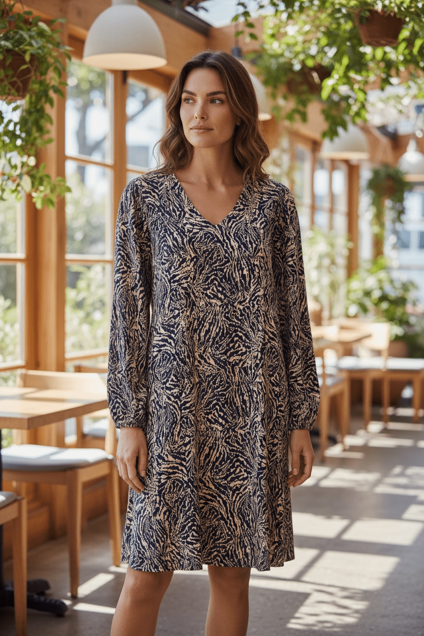 Justini Dress by Fransa - Desert Taupe - Blue Sky Fashions & Lingerie