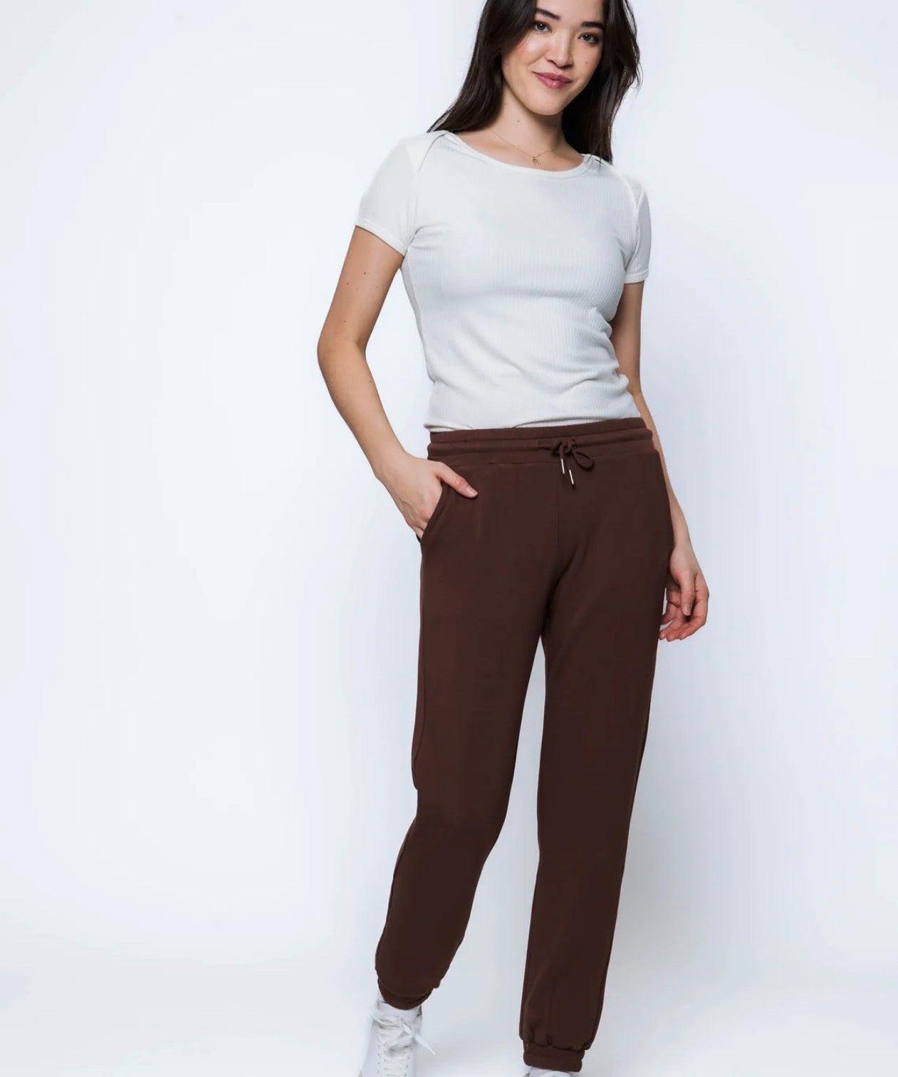 Laina-Luxe Fleece Jogger by Orb - Chocolate - Blue Sky Fashions & Lingerie