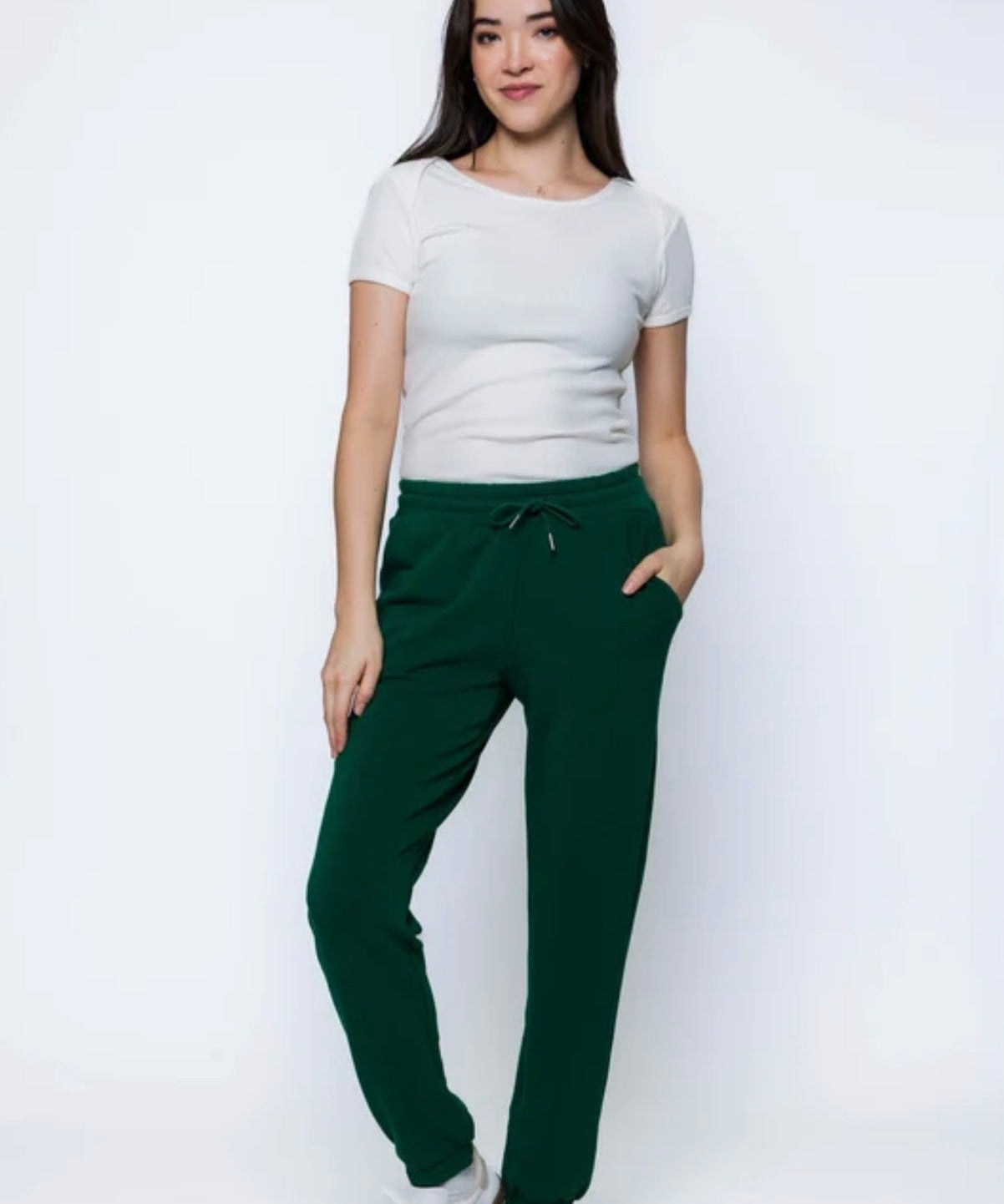 Laina-Luxe Fleece Jogger by Orb - Evergreen - Blue Sky Fashions & Lingerie