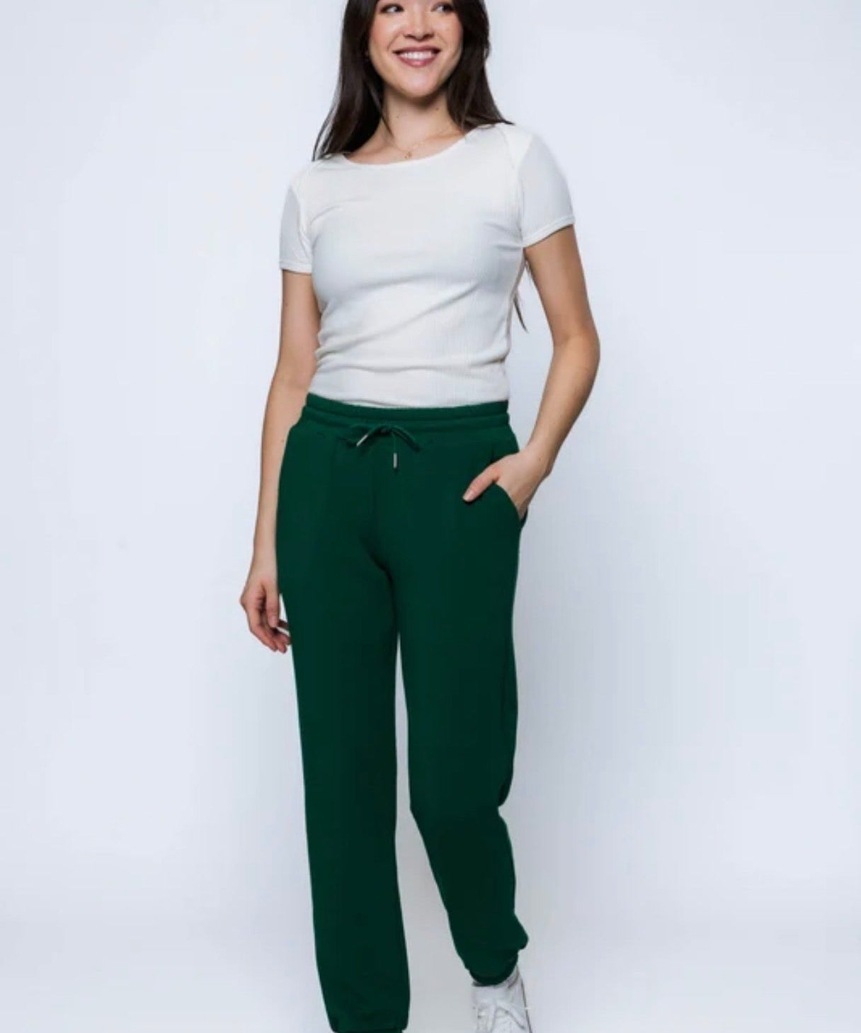 Laina-Luxe Fleece Jogger by Orb - Evergreen - Blue Sky Fashions & Lingerie