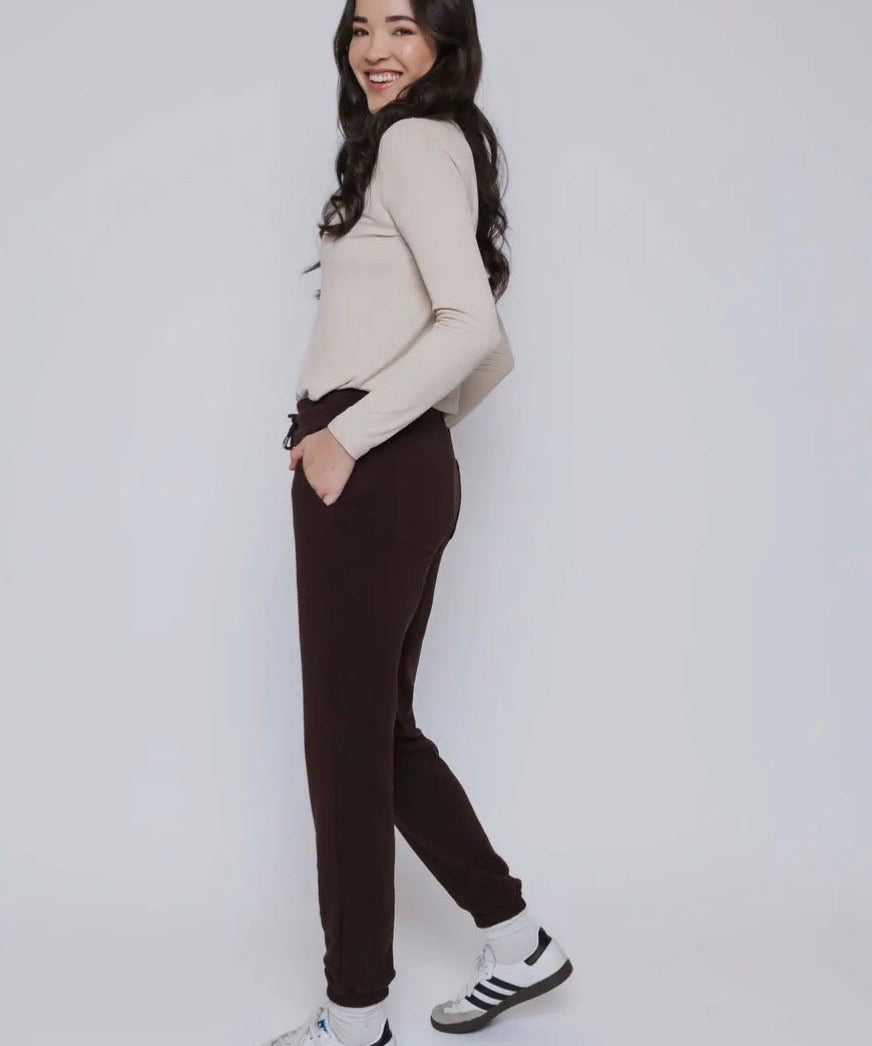 Laina - Luxe Fleece Jogger - Chocolate - Blue Sky Fashions & Lingerie