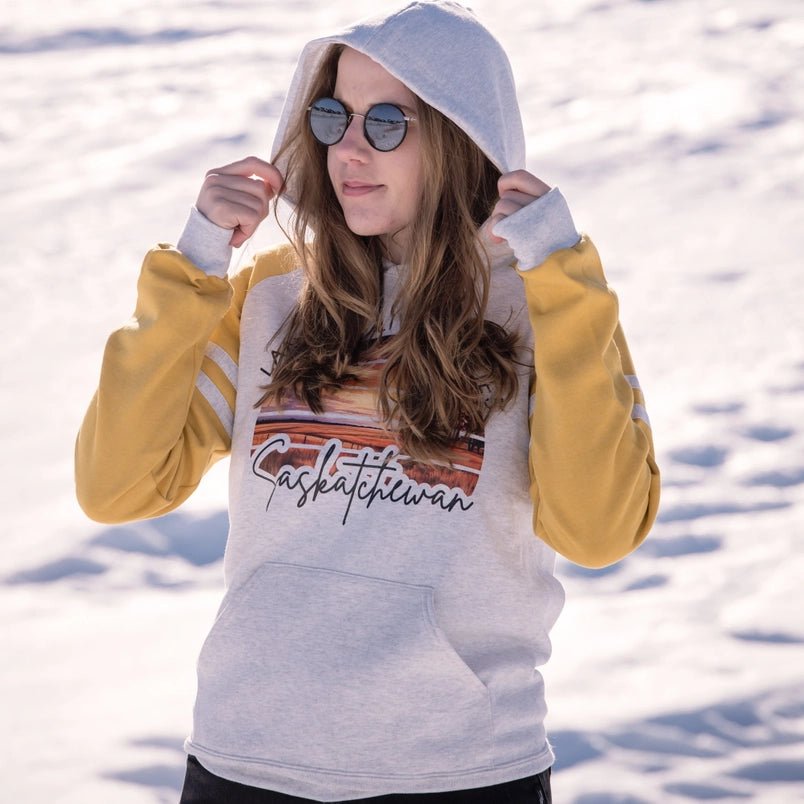 Land of Living Skies Sunset Hoodie | oatmeal - Blue Sky Fashions & Lingerie