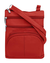 Large Leather Multi Zip Crossbody Carry-all in red - Blue Sky Fashions & Lingerie