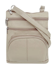 Large Leather Multi Zip Crossbody Carry-all in taupe - Blue Sky Fashions & Lingerie