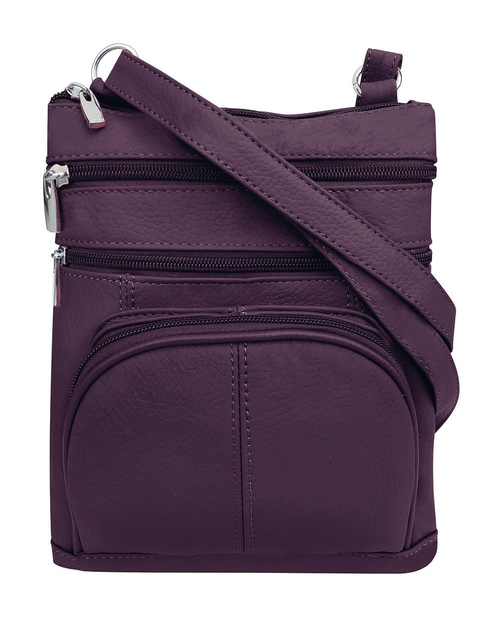 Large Leather Multi Zip Crossbody Carry-all in wine - Blue Sky Fashions & Lingerie