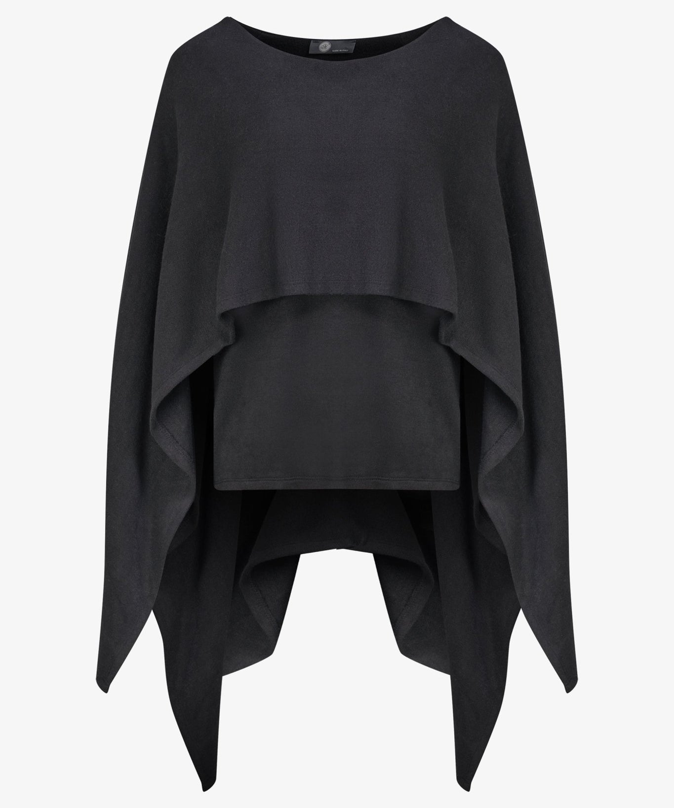 Layered knit poncho - black melange - Blue Sky Fashions & Lingerie