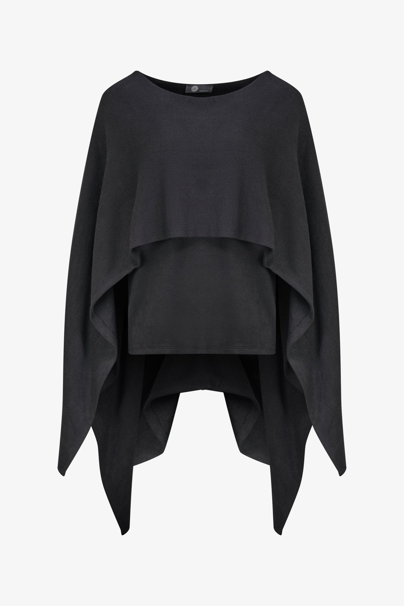 Layered knit poncho - black melange - Blue Sky Fashions & Lingerie