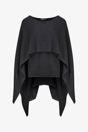 Layered knit poncho - black melange - Blue Sky Fashions & Lingerie