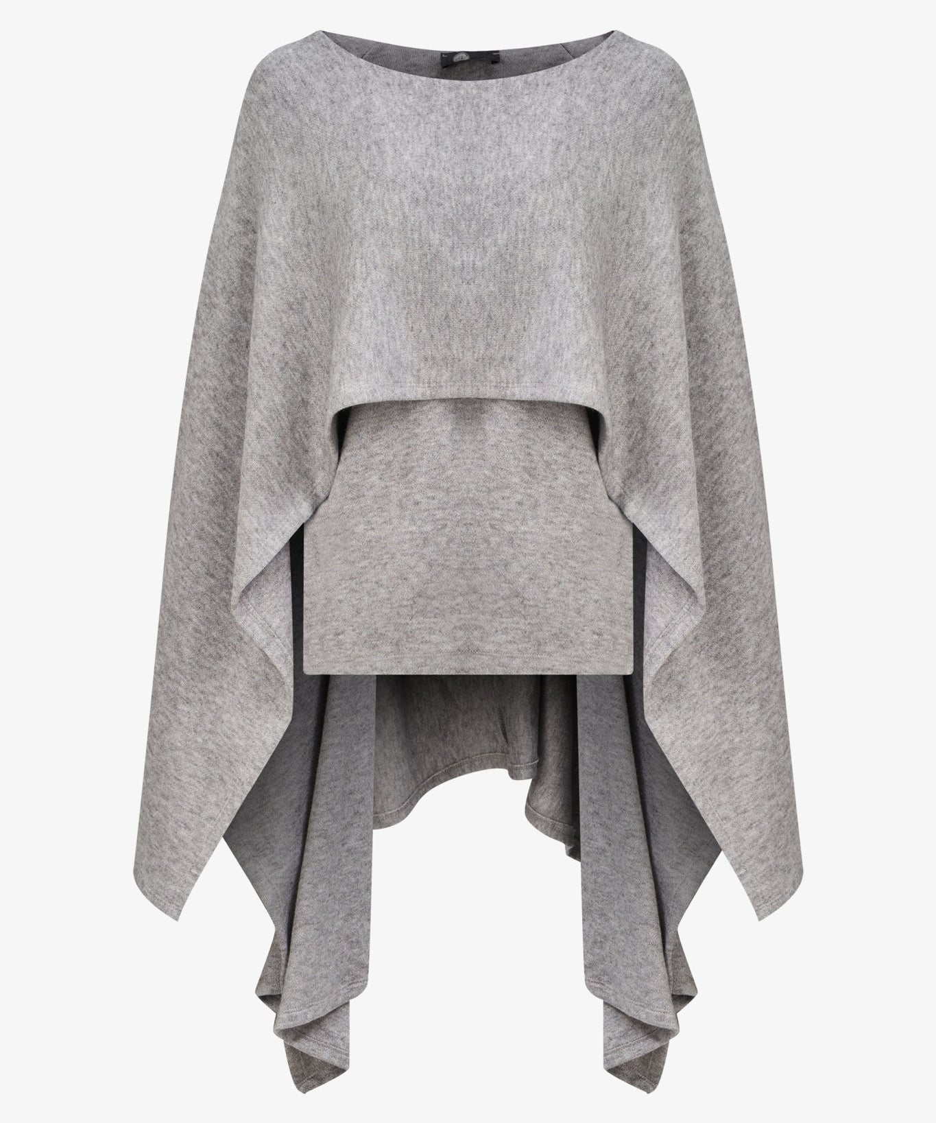 Layered knit poncho - grey melange - Blue Sky Fashions & Lingerie