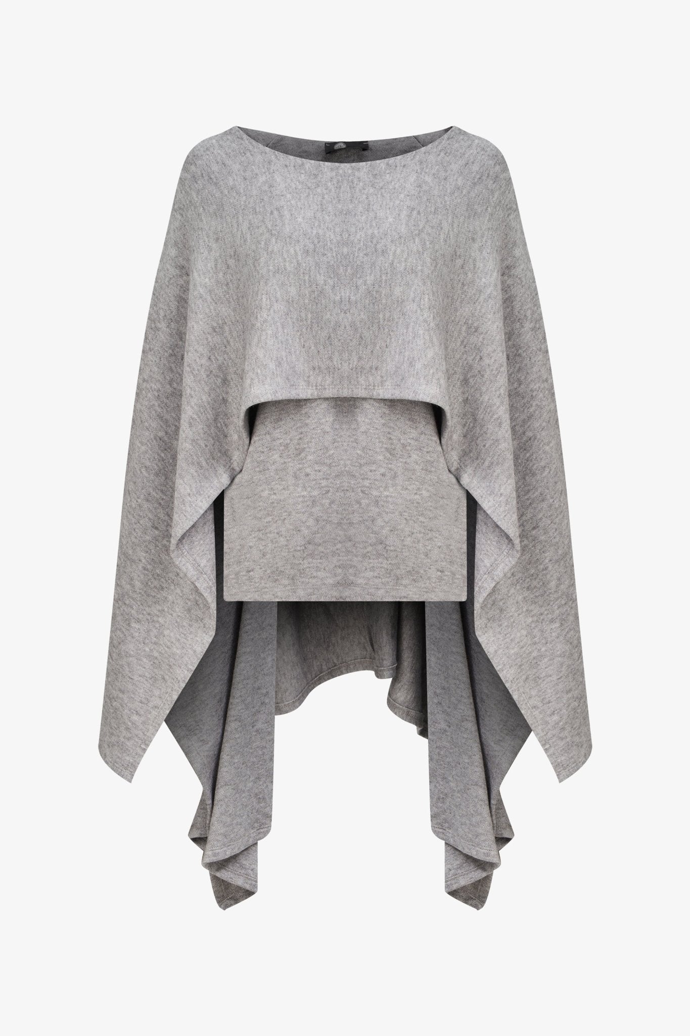 Layered knit poncho - grey melange - Blue Sky Fashions & Lingerie