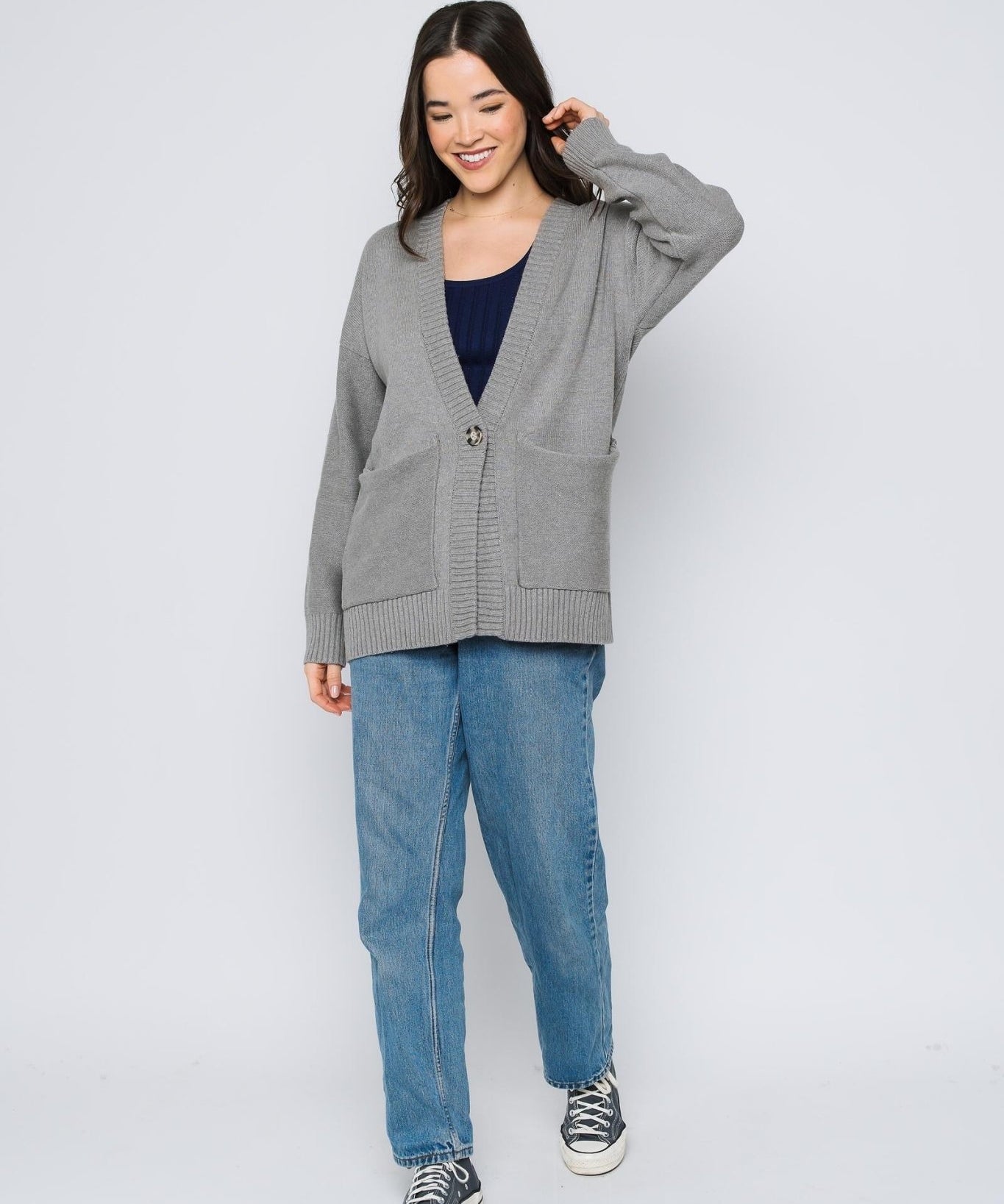 Lea Oversized Cardigan - Hazy Grey - Blue Sky Fashions & Lingerie