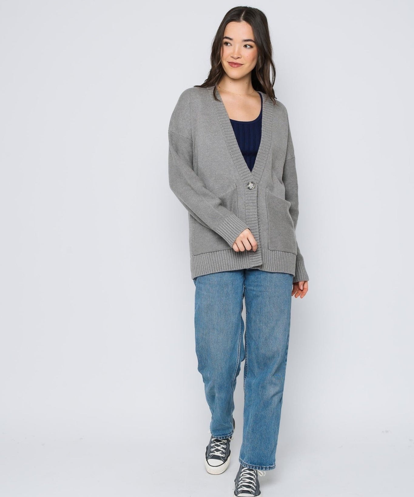 Lea Oversized Cardigan - Hazy Grey - Blue Sky Fashions & Lingerie