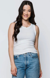 Leanne Crewneck tank by Orb - bright white - Blue Sky Fashions & Lingerie