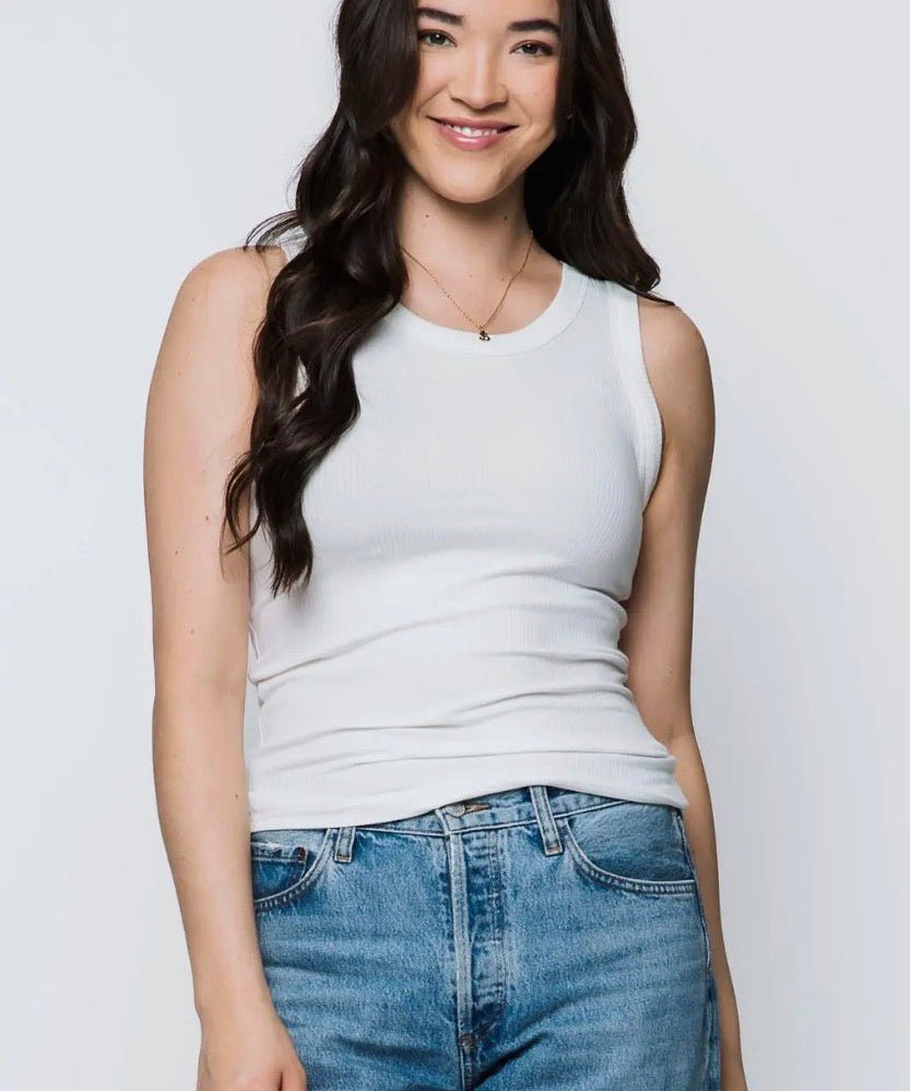 Leanne Crewneck tank by Orb - bright white - Blue Sky Fashions & Lingerie