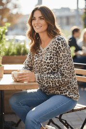 Leapard print Vneck sweater - Blue Sky Fashions & Lingerie
