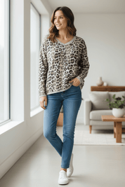 Leapard print Vneck sweater - Blue Sky Fashions & Lingerie
