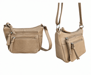 Leather V-shaped crossbody bag W006- taupe - Blue Sky Fashions & Lingerie