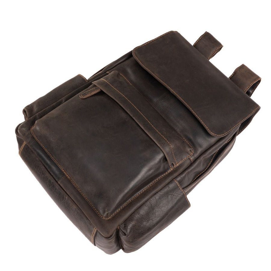 LEATHER VINTAGE BACKPACK SCOTT BROWN - UNISEX - Blue Sky Fashions & Lingerie