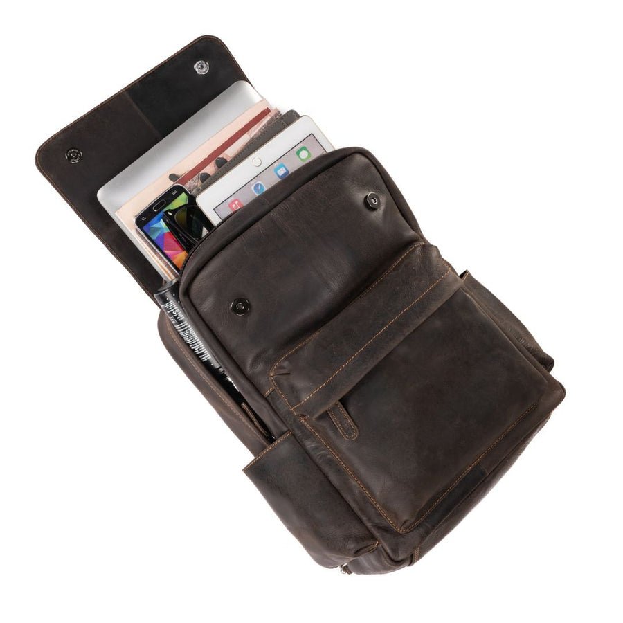 LEATHER VINTAGE BACKPACK SCOTT BROWN - UNISEX - Blue Sky Fashions & Lingerie