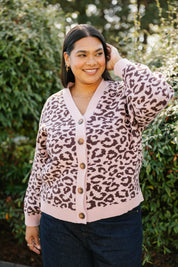 LEOPARD CARDIGAN IN ANTIQUE ROSE/BROWN - Blue Sky Fashions & Lingerie