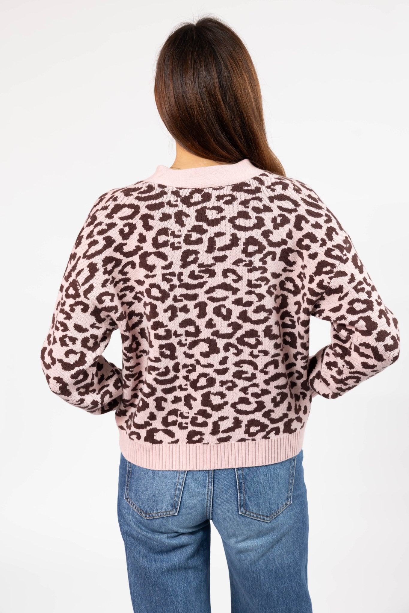 LEOPARD CARDIGAN IN ANTIQUE ROSE/BROWN - Blue Sky Fashions & Lingerie