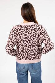 LEOPARD CARDIGAN IN ANTIQUE ROSE/BROWN - Blue Sky Fashions & Lingerie