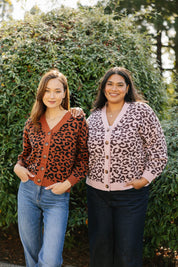 LEOPARD CARDIGAN IN ANTIQUE ROSE/BROWN - Blue Sky Fashions & Lingerie