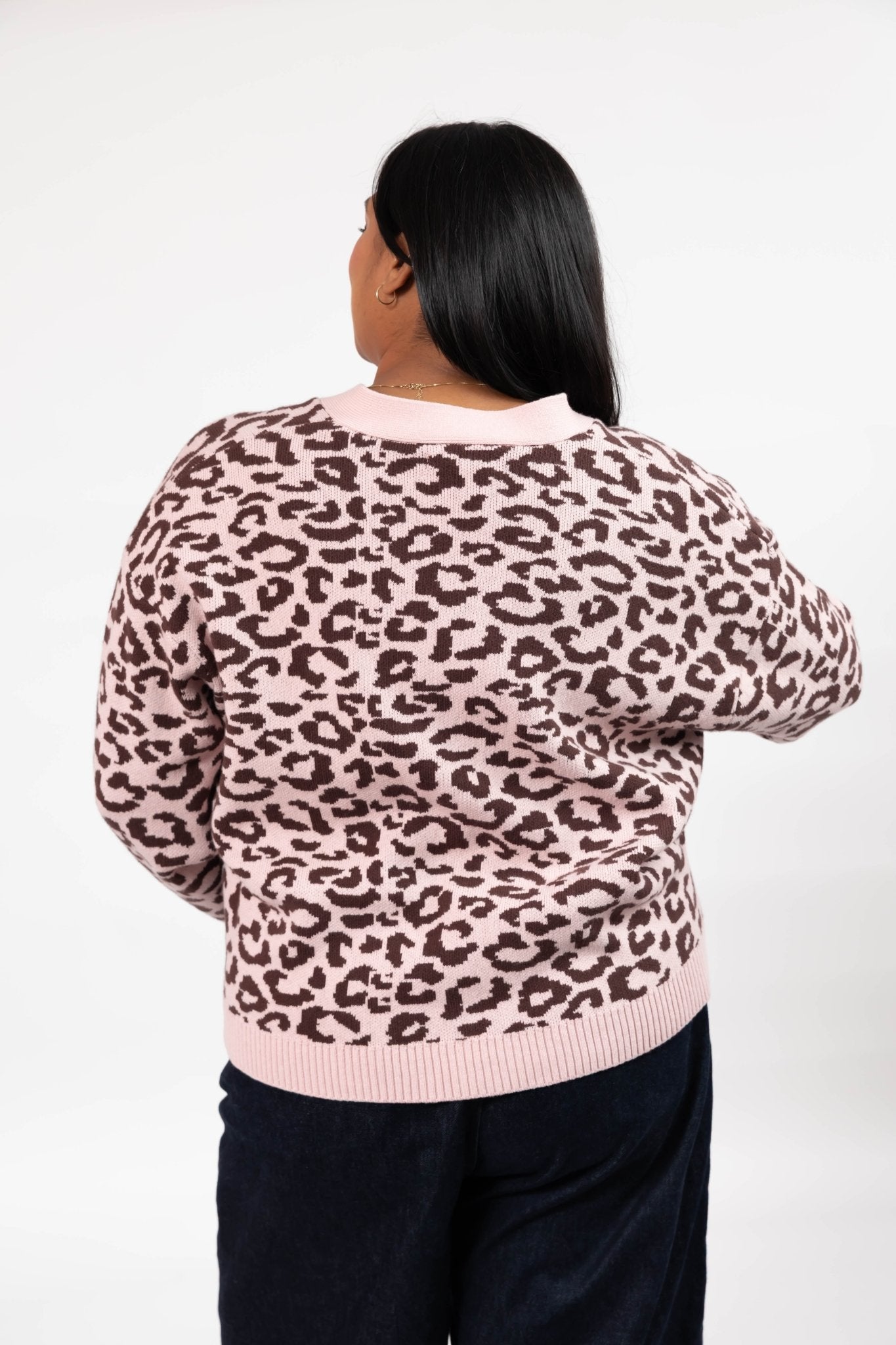 LEOPARD CARDIGAN IN ANTIQUE ROSE/BROWN - Blue Sky Fashions & Lingerie