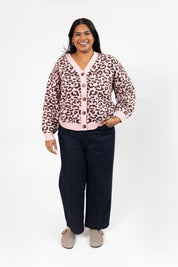 LEOPARD CARDIGAN IN ANTIQUE ROSE/BROWN - Blue Sky Fashions & Lingerie