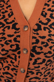 LEOPARD CARDIGAN IN RUST BROWN/MIDNIGHT BLACK - Blue Sky Fashions & Lingerie