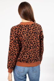 LEOPARD CARDIGAN IN RUST BROWN/MIDNIGHT BLACK - Blue Sky Fashions & Lingerie
