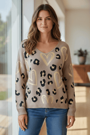 Leopard heart sweater - Blue Sky Fashions & Lingerie