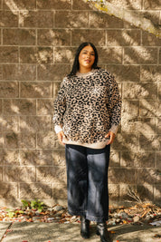 LEOPARD LONG SWEATER IN TAUPE/MIDNIGHT BLACK - Blue Sky Fashions & Lingerie