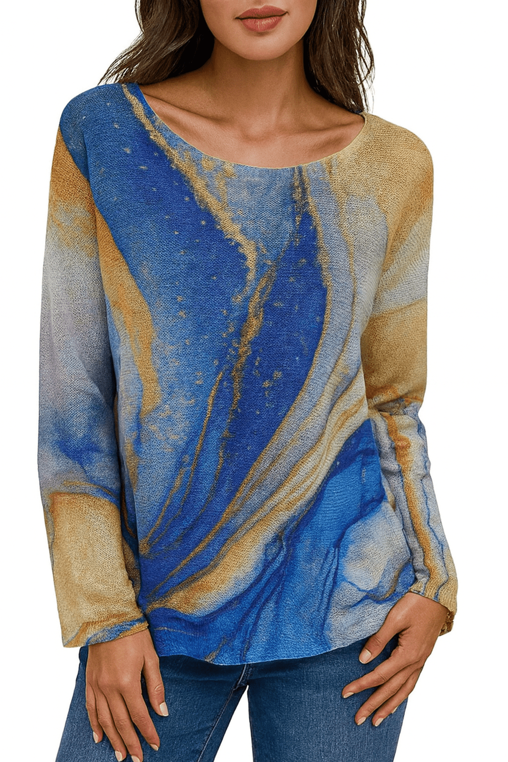 Lightweight sweater - blue marble - Blue Sky Fashions & Lingerie