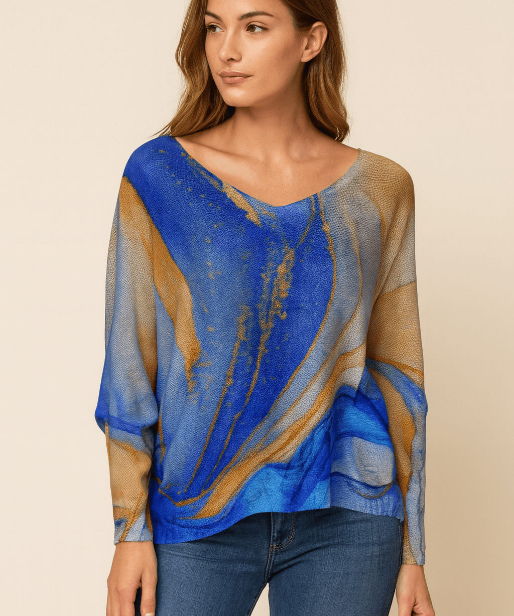 Lightweight sweater - blue marble - Blue Sky Fashions & Lingerie