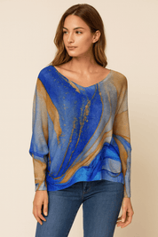 Lightweight sweater - blue marble - Blue Sky Fashions & Lingerie