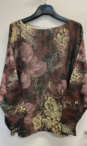 Lightweight sweater - brown floral - Blue Sky Fashions & Lingerie