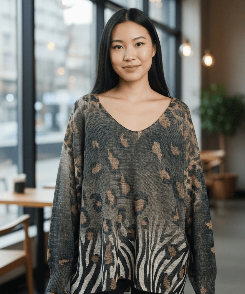 Lightweight sweater - Camo Zebra - Blue Sky Fashions & Lingerie